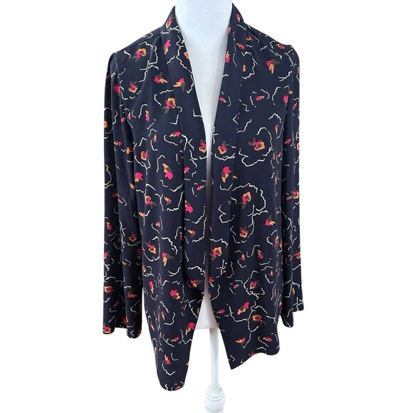 Lush‎ Open Front Jacket Sz M Navy Background - Picture 1 of 3